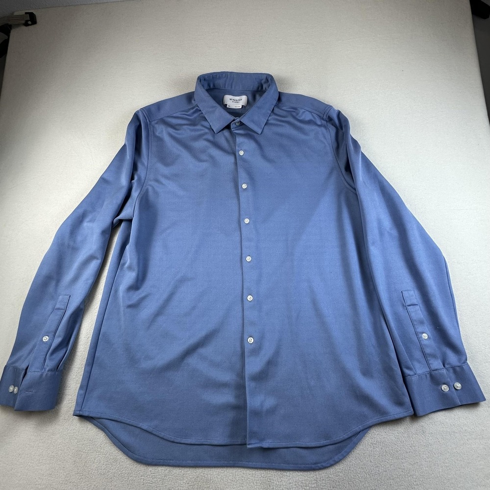 Ministry of Supply Shirt Mens 2XL Blue Apollo Long Sleeve Performance Dress